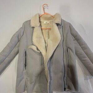 Vintage Gray and Cream Teddy Jacket